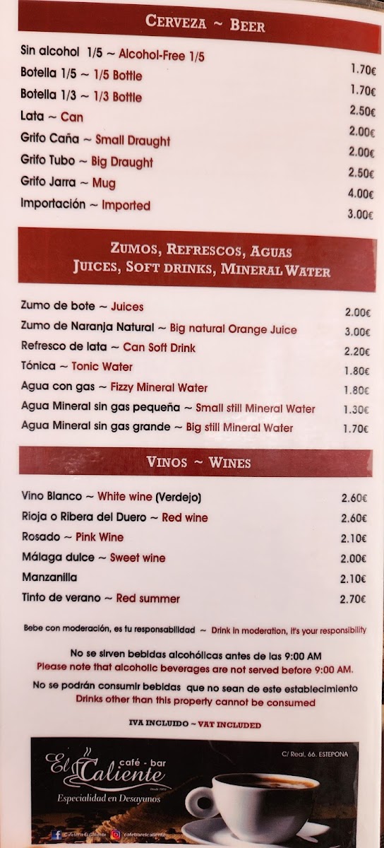 Menu Cafe - Bar El Caliente-7