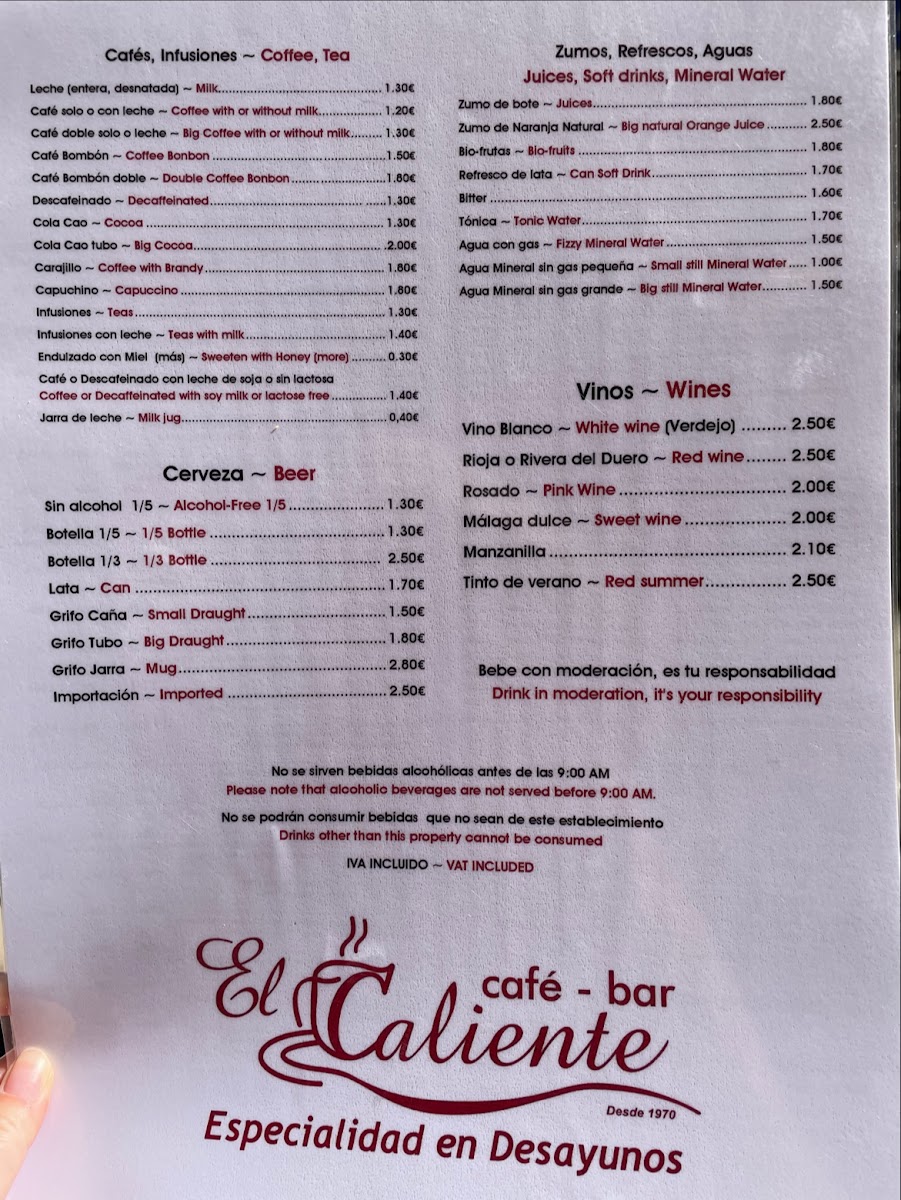 Menu Cafe - Bar El Caliente-8